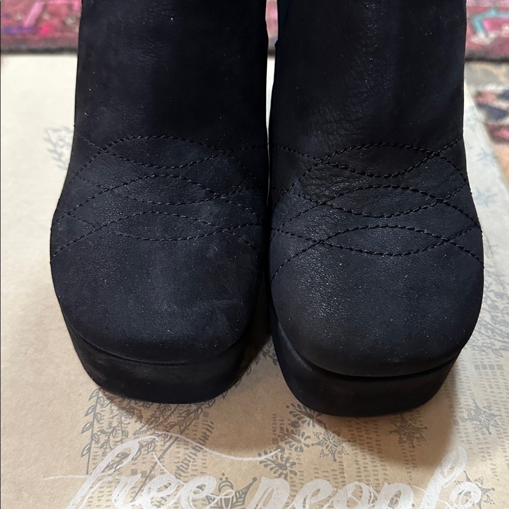 EUC with BOX FREE PEOPLE leather Smyth Platform Boots, black suede size EU39 - Picture 3 of 12